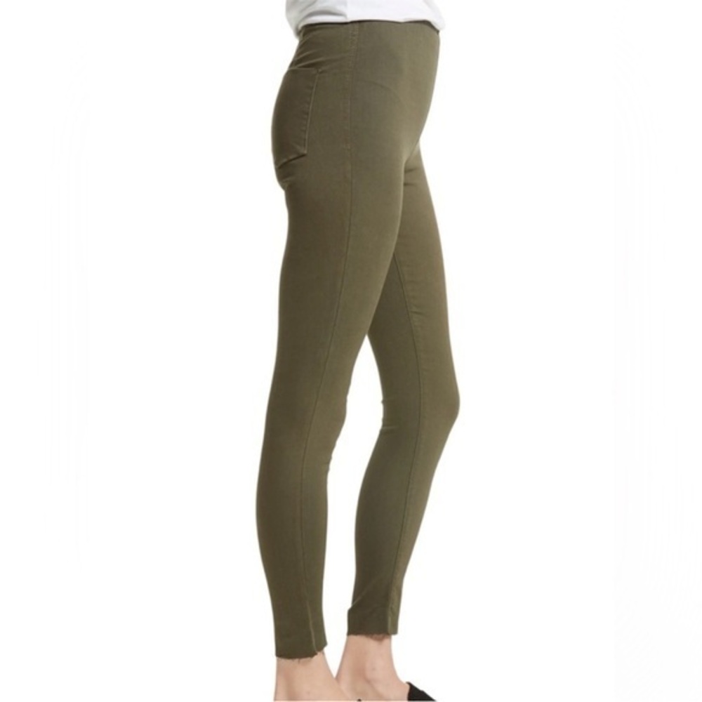 Free People Moss Green Easy Goes It Raw Hem Denim Leggings 30